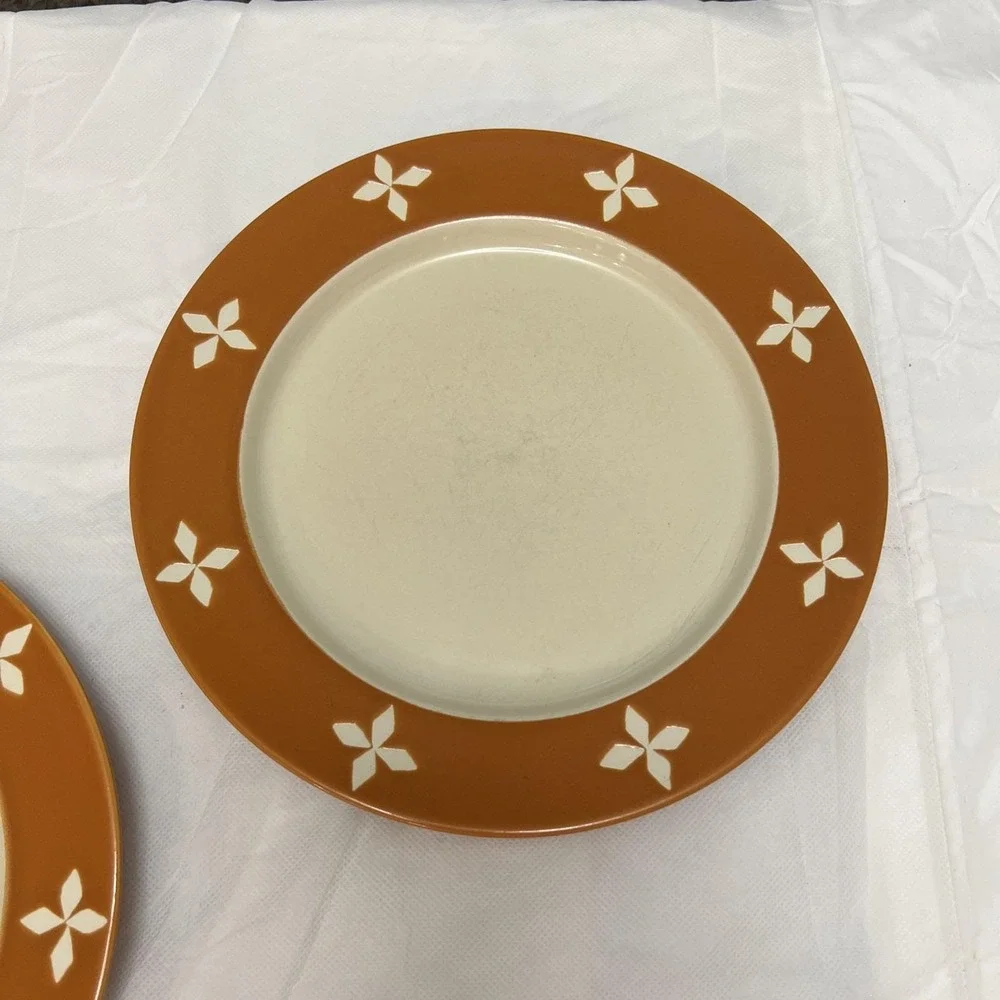 Vtg Pottery Barn Dune Persimmon Dinner Plates 2 MCM Boho Replacement